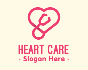 Cardiology - Pink Heart Stethoscope logo design