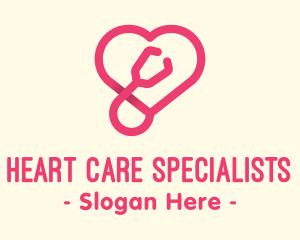 Cardiologist - Pink Heart Stethoscope logo design