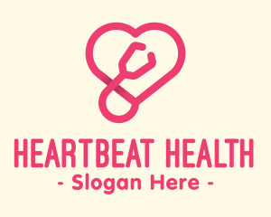 Cardiology - Pink Heart Stethoscope logo design