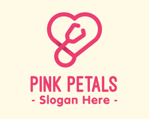 Pink - Pink Heart Stethoscope logo design