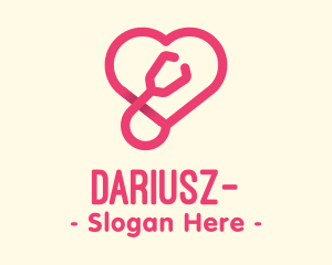 Nursing - Pink Heart Stethoscope logo design
