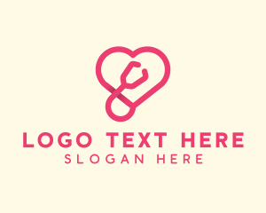 Pink Heart Stethoscope logo design