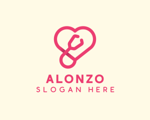 Pink Heart Stethoscope logo design