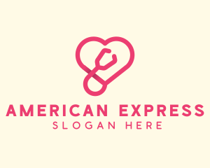 Pink Heart Stethoscope logo design