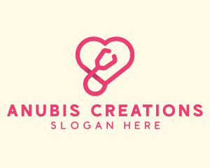 Pink Heart Stethoscope logo design