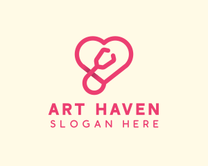 Pink Heart Stethoscope logo design