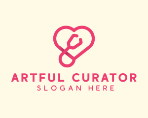 Pink Heart Stethoscope logo design