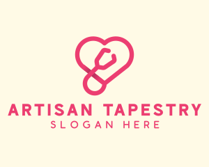 Pink Heart Stethoscope logo design