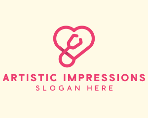 Pink Heart Stethoscope logo design