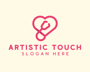 Pink Heart Stethoscope logo design