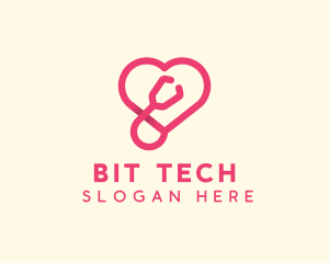 Pink Heart Stethoscope logo design