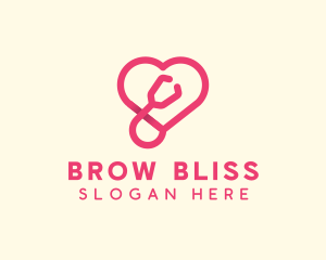 Pink Heart Stethoscope logo design