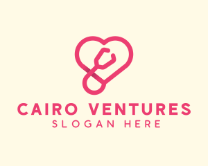 Pink Heart Stethoscope logo design