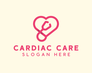 Cardiac - Pink Heart Stethoscope logo design