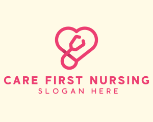 Nursing - Pink Heart Stethoscope logo design