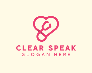 Pink Heart Stethoscope logo design