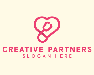 Pink Heart Stethoscope logo design