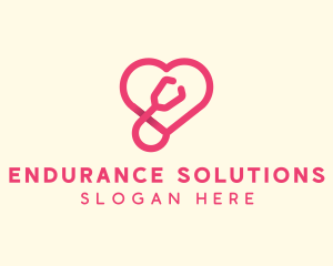 Pink Heart Stethoscope logo design