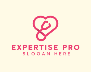 Pink Heart Stethoscope logo design