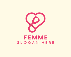 Pink Heart Stethoscope logo design