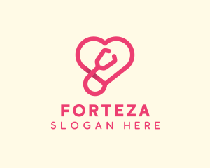 Pink Heart Stethoscope logo design