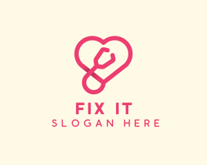 Pink Heart Stethoscope logo design