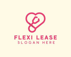 Pink Heart Stethoscope logo design