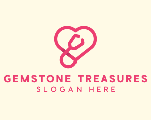 Pink Heart Stethoscope logo design