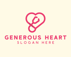 Pink Heart Stethoscope logo design