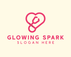 Pink Heart Stethoscope logo design