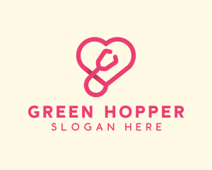 Pink Heart Stethoscope logo design