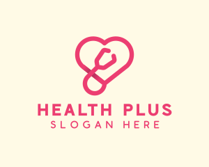 Pink Heart Stethoscope logo design