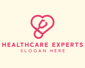 Pink Heart Stethoscope logo design