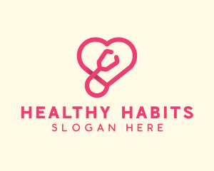 Pink Heart Stethoscope logo design