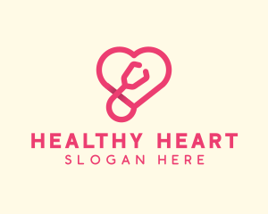 Pink Heart Stethoscope logo design