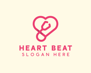 Stethoscope - Pink Heart Stethoscope logo design