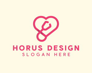 Pink Heart Stethoscope logo design