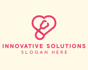 Pink Heart Stethoscope logo design