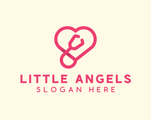 Pink Heart Stethoscope logo design