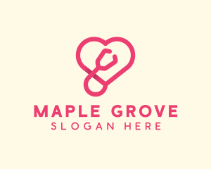 Pink Heart Stethoscope logo design