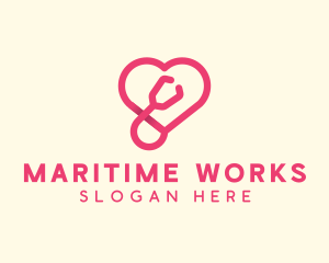 Pink Heart Stethoscope logo design