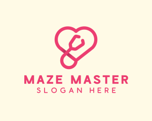 Pink Heart Stethoscope logo design