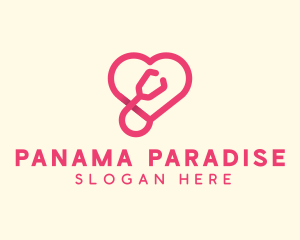 Pink Heart Stethoscope logo design