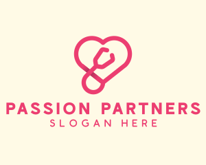 Lover - Pink Heart Stethoscope logo design