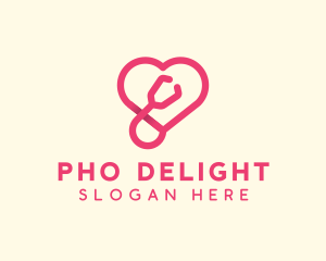 Pink Heart Stethoscope logo design