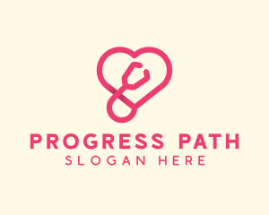 Pink Heart Stethoscope logo design