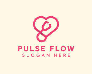 Pink Heart Stethoscope logo design