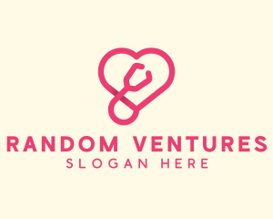 Pink Heart Stethoscope logo design