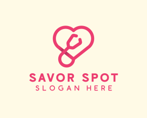 Pink Heart Stethoscope logo design