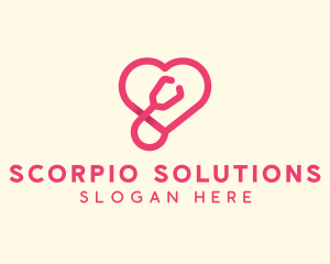 Pink Heart Stethoscope logo design